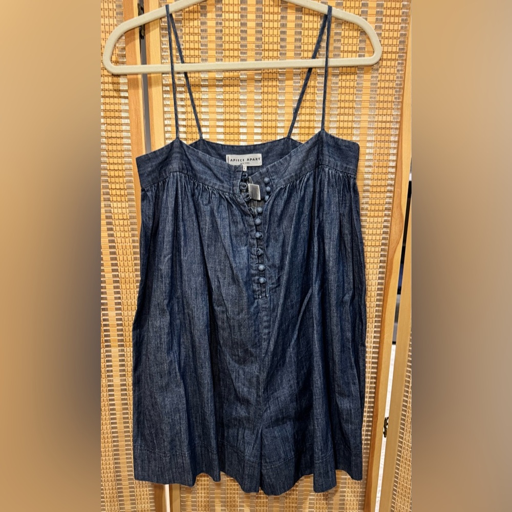 Apiece Apart Dark Blue Denim Romper